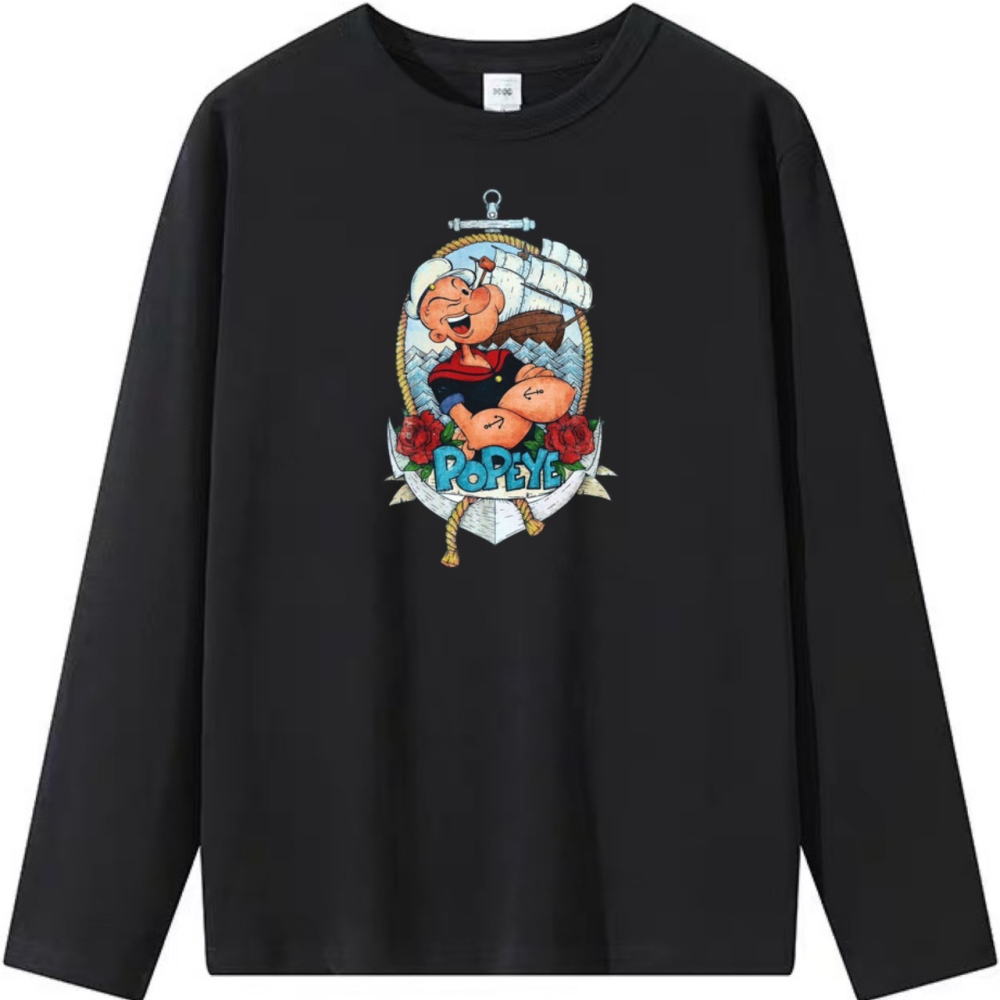 現貨秒出 POPEYE大力水手 短袖T恤 長袖T恤 兒童T 純棉T 男女同款 卡通印花-細節圖5