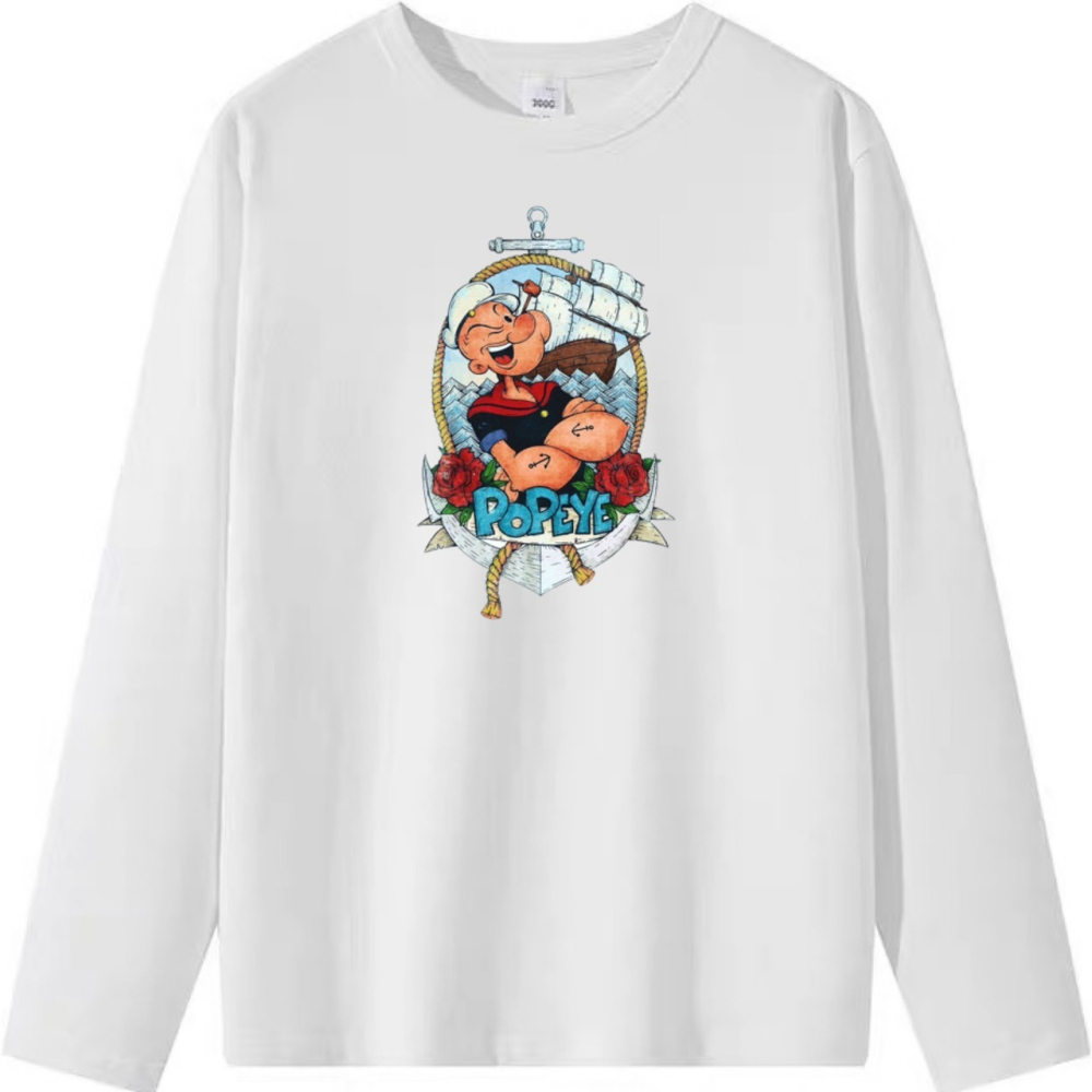 現貨秒出 POPEYE大力水手 短袖T恤 長袖T恤 兒童T 純棉T 男女同款 卡通印花-細節圖6