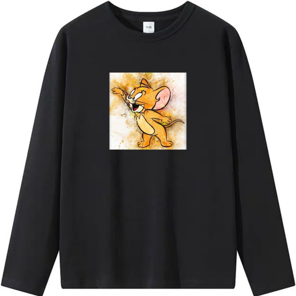 熱賣款~台灣現貨 純棉T 卡通 傑利鼠 塗鴉印花 短袖T恤 長袖T恤 兒童T恤-細節圖5