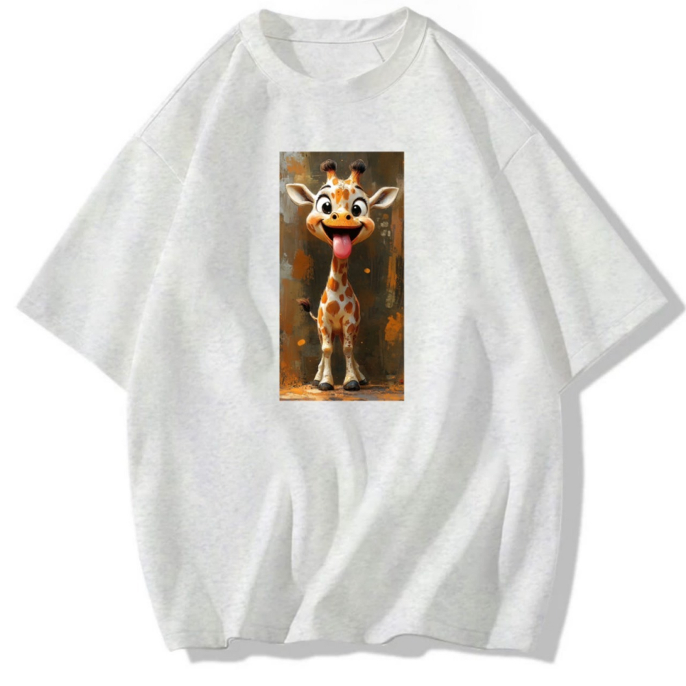 熱賣款~現貨 長頸鹿塗鴉印花 短袖T恤女 長袖T恤 兒童T恤 動物T 休閒寬鬆上衣-細節圖2