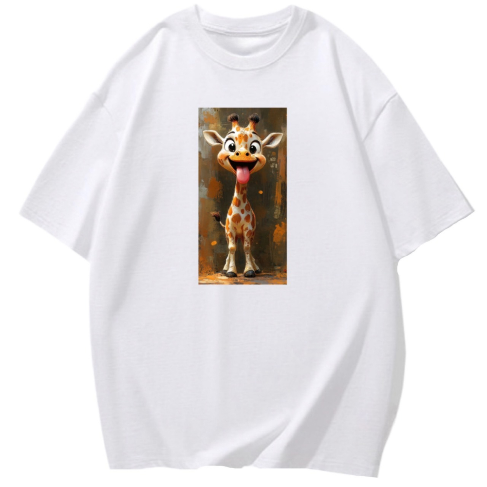 熱賣款~現貨 長頸鹿塗鴉印花 短袖T恤女 長袖T恤 兒童T恤 動物T 休閒寬鬆上衣-細節圖3