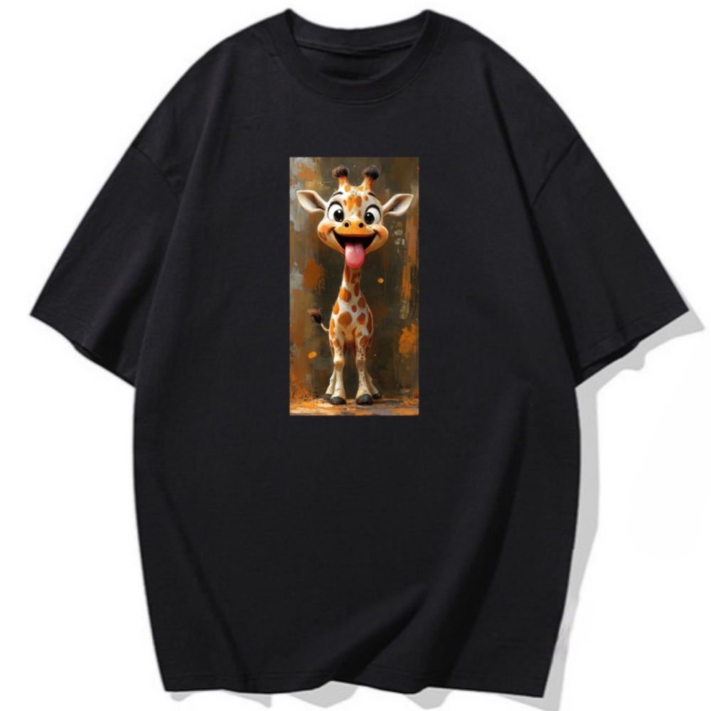 熱賣款~現貨 長頸鹿塗鴉印花 短袖T恤女 長袖T恤 兒童T恤 動物T 休閒寬鬆上衣-細節圖4
