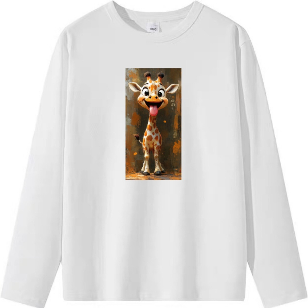 熱賣款~現貨 長頸鹿塗鴉印花 短袖T恤女 長袖T恤 兒童T恤 動物T 休閒寬鬆上衣-細節圖6