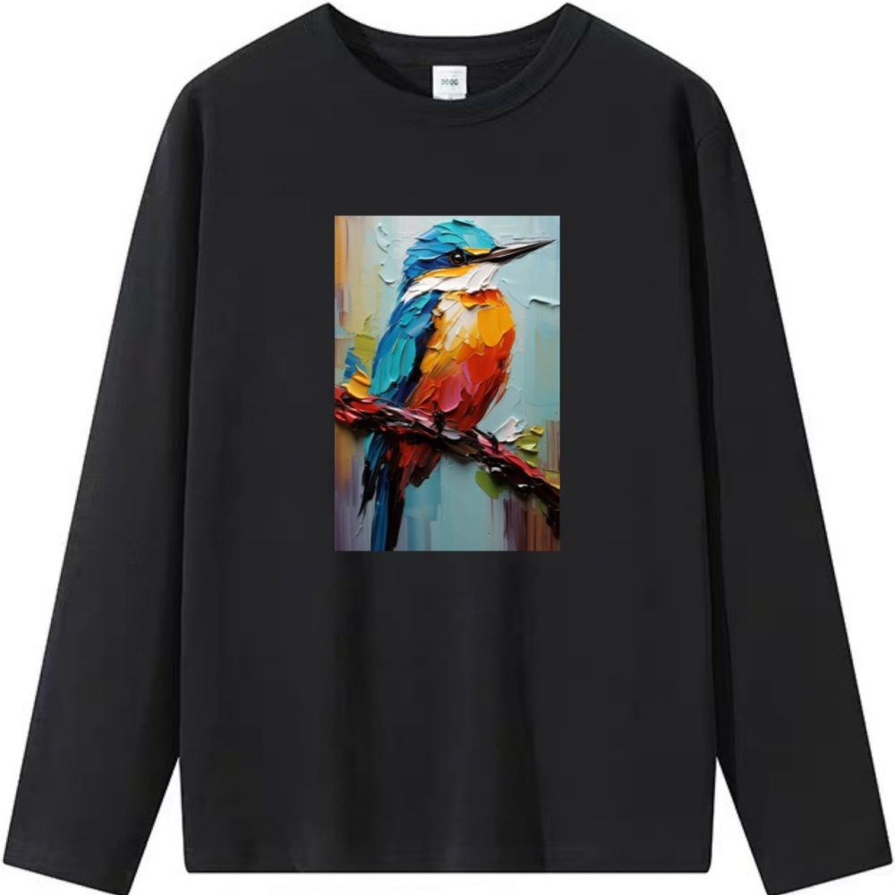 【現貨秒出🔥】小鳥顏料塗鴉印花｜重磅純棉T恤｜男女同款｜動物T-細節圖5