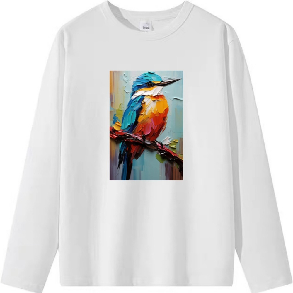 【現貨秒出🔥】小鳥顏料塗鴉印花｜重磅純棉T恤｜男女同款｜動物T-細節圖6