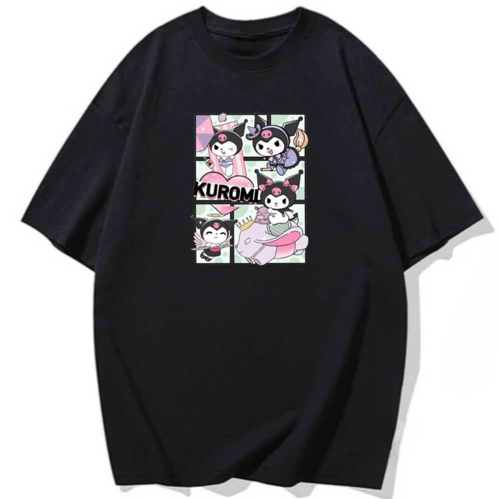 【少女感噴發】秒出~酷洛米 可愛印花 短袖T恤女 長袖T恤 兒童短袖T恤 漫畫格子 男女同款 純棉T恤-細節圖4