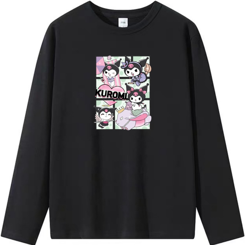 【少女感噴發】秒出~酷洛米 可愛印花 短袖T恤女 長袖T恤 兒童短袖T恤 漫畫格子 男女同款 純棉T恤-細節圖5