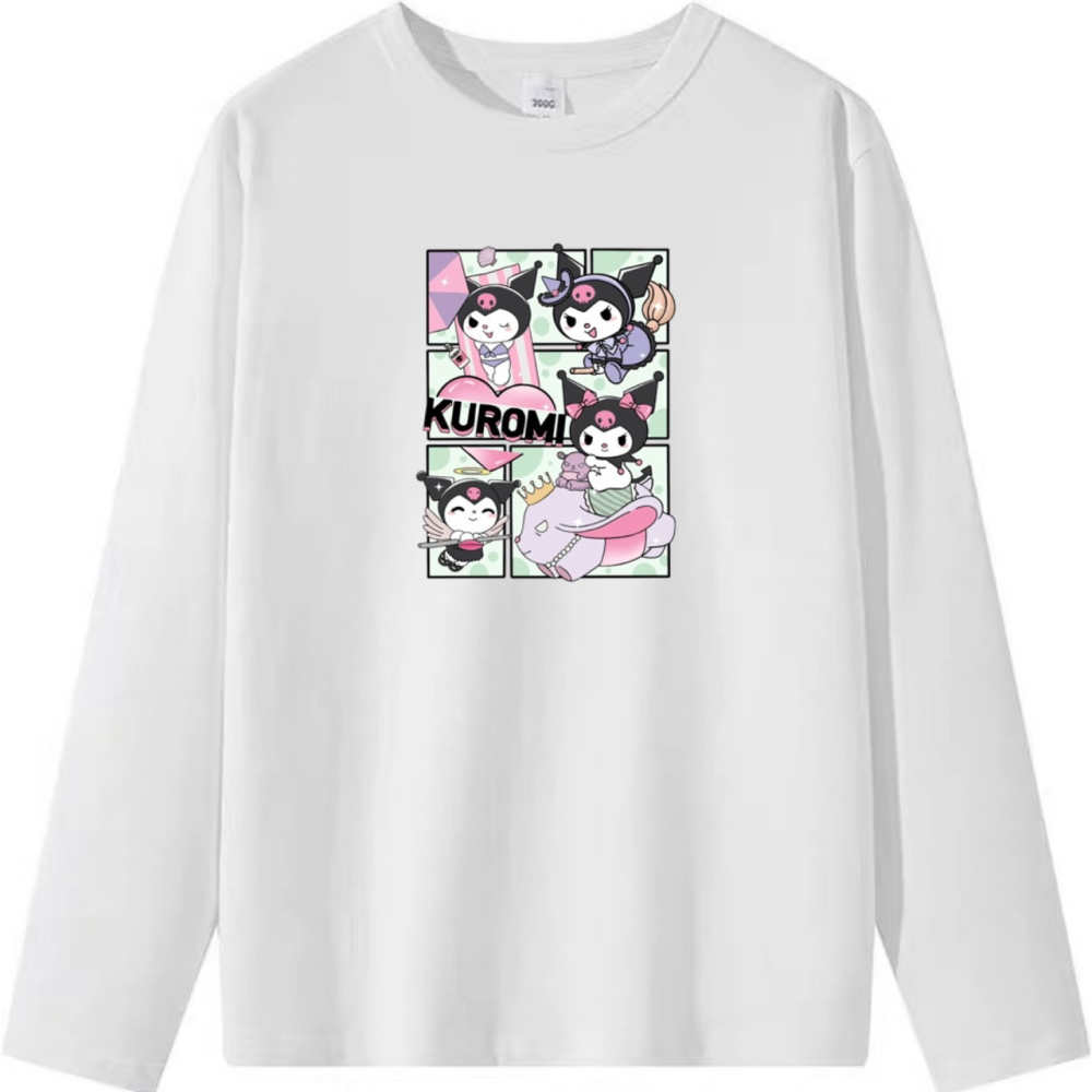 【少女感噴發】秒出~酷洛米 可愛印花 短袖T恤女 長袖T恤 兒童短袖T恤 漫畫格子 男女同款 純棉T恤-細節圖6