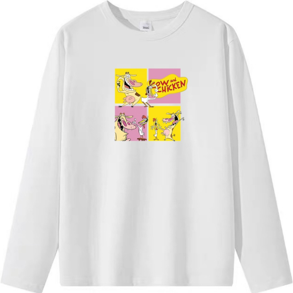 【現貨秒出🔥】夏日必買~韓系雞與牛 可愛卡通印花 短袖T恤女 長袖T恤 兒童T恤 男女同款-細節圖6