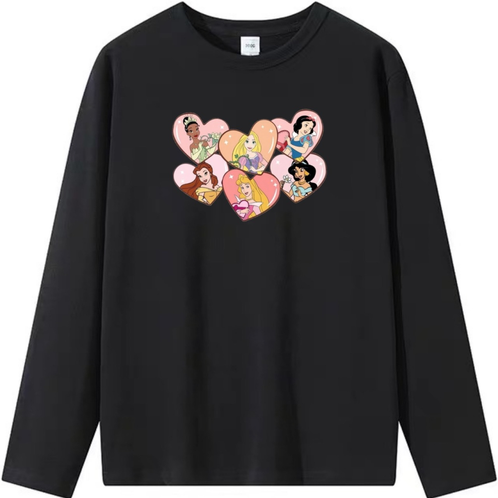 【可愛爆表💥】秒出~一群公主+愛心印花 短袖T恤女 長袖T恤 兒童短袖T恤 高品質純棉T恤-細節圖5