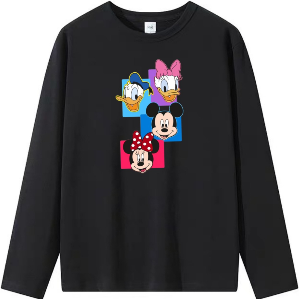 【現貨秒出🔥】純棉~米奇 米妮 唐老鴨 黛西 可愛卡通印花 短袖T恤女 長袖T恤 兒童T恤 男女同款-細節圖5