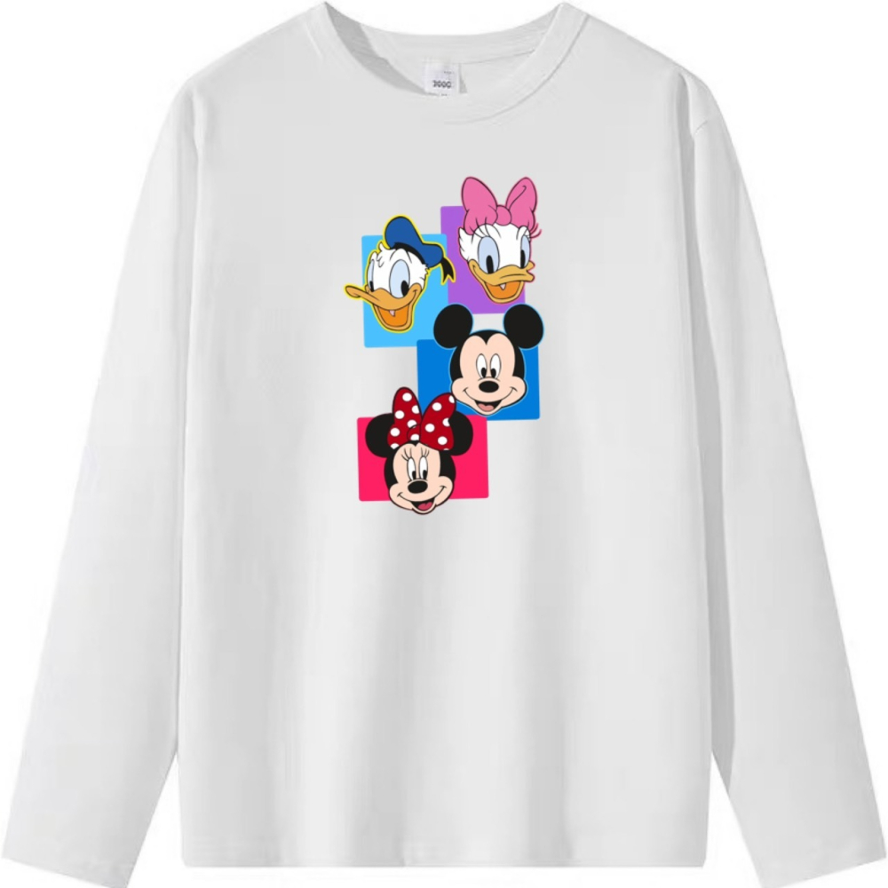 【現貨秒出🔥】純棉~米奇 米妮 唐老鴨 黛西 可愛卡通印花 短袖T恤女 長袖T恤 兒童T恤 男女同款-細節圖6