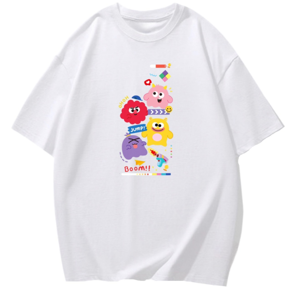 【可愛爆表💥】100%重棒純棉 韓版小怪獸 可愛印花 短袖T恤 長袖T恤 兒童T 情侶服裝 男女同款 趣味-細節圖3