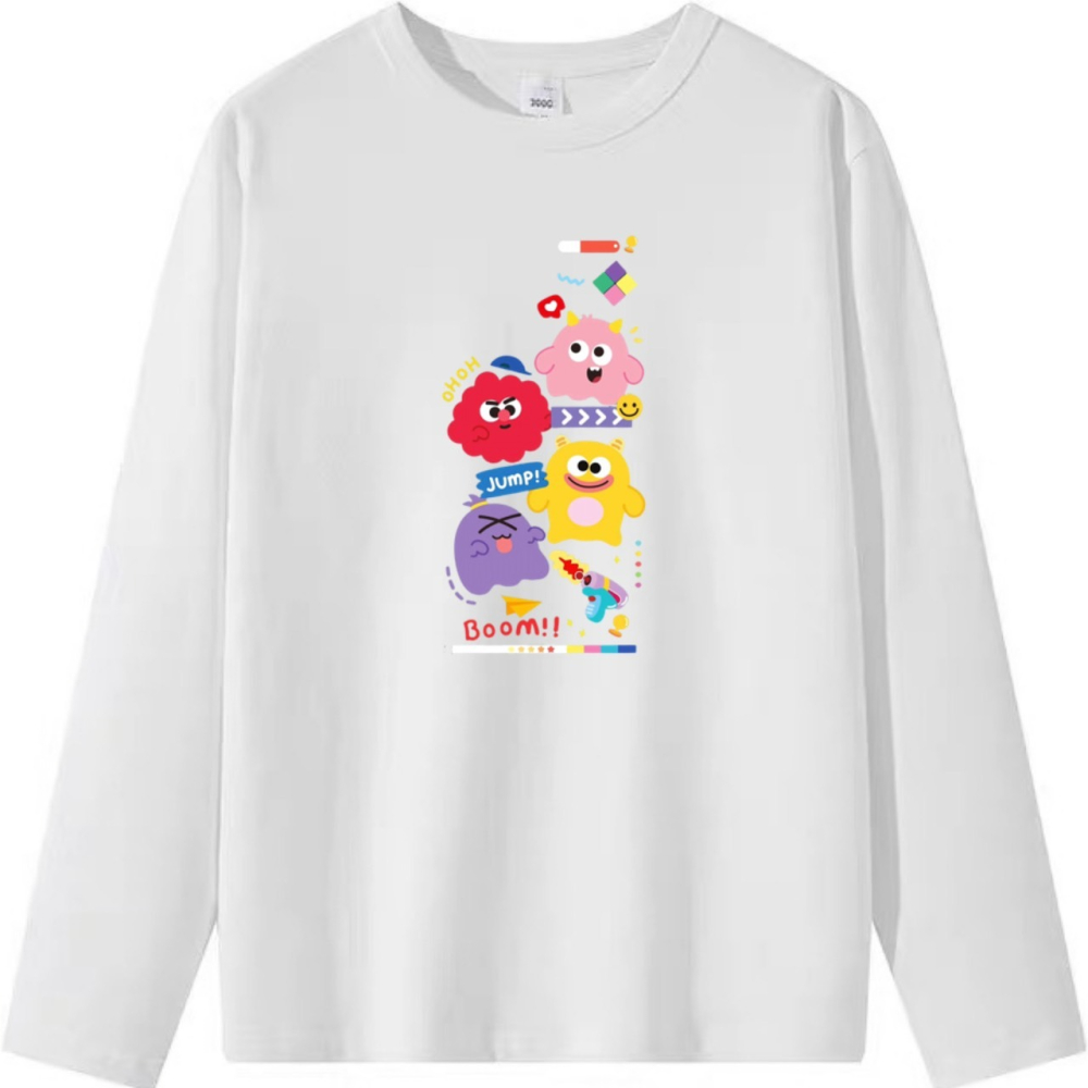 【可愛爆表💥】100%重棒純棉 韓版小怪獸 可愛印花 短袖T恤 長袖T恤 兒童T 情侶服裝 男女同款 趣味-細節圖6