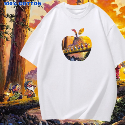 現貨!~7個小矮人 蘋果圖案 塗鴉印花 韓系短袖T恤女 長袖T恤 兒童T恤 情侶服裝 男女同款