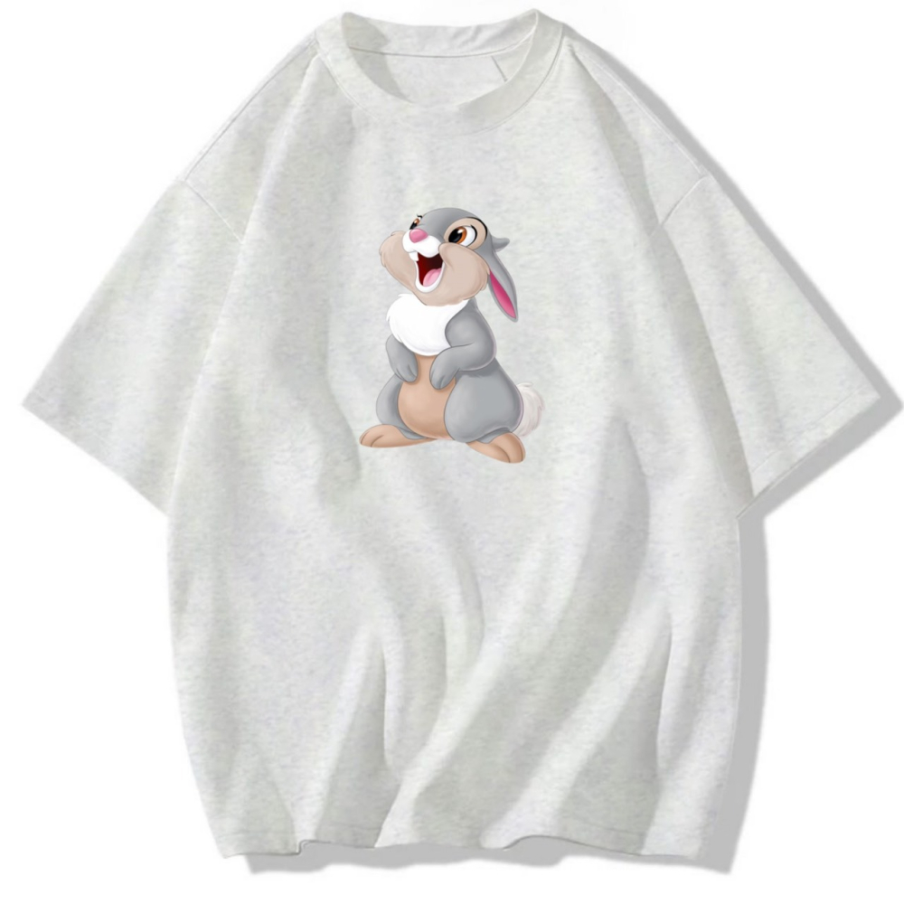 現貨!卡通兔子印花 韓系短袖T恤女 長袖T恤 兒童T恤 情侶服裝 動物 可愛 男女同款-細節圖2