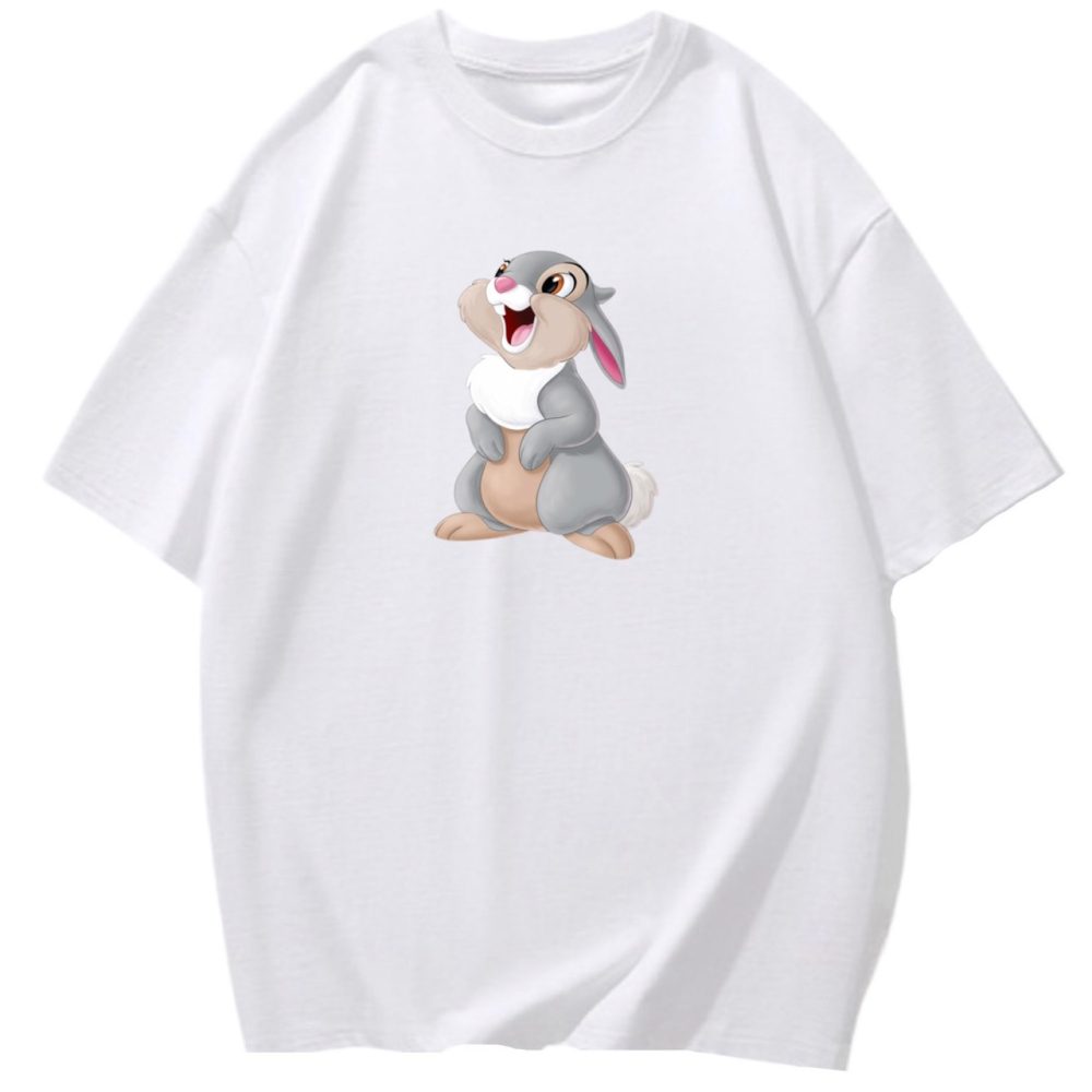 現貨!卡通兔子印花 韓系短袖T恤女 長袖T恤 兒童T恤 情侶服裝 動物 可愛 男女同款-細節圖3