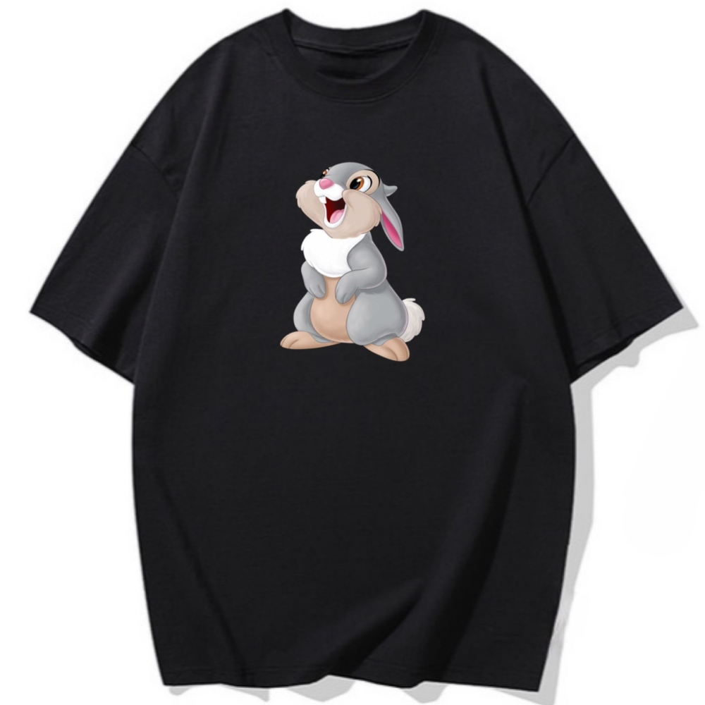 現貨!卡通兔子印花 韓系短袖T恤女 長袖T恤 兒童T恤 情侶服裝 動物 可愛 男女同款-細節圖4