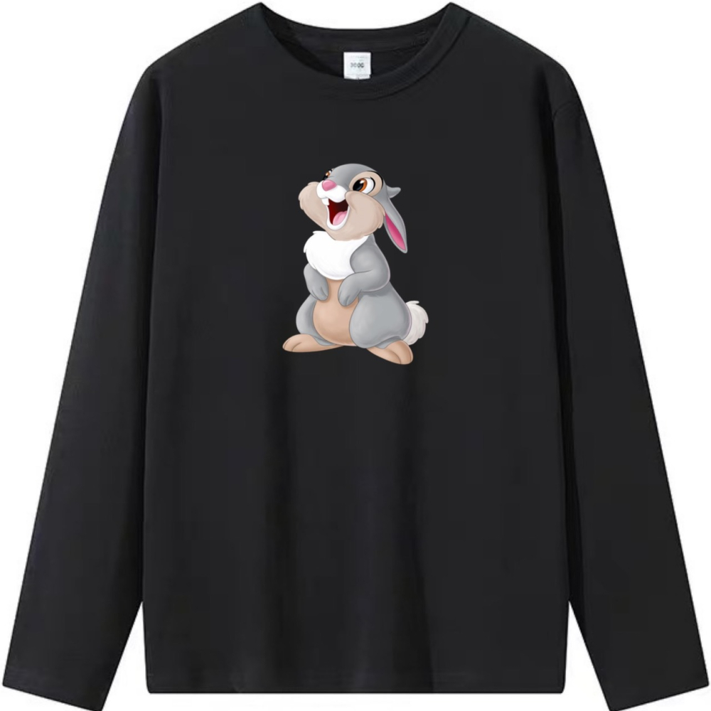 現貨!卡通兔子印花 韓系短袖T恤女 長袖T恤 兒童T恤 情侶服裝 動物 可愛 男女同款-細節圖5