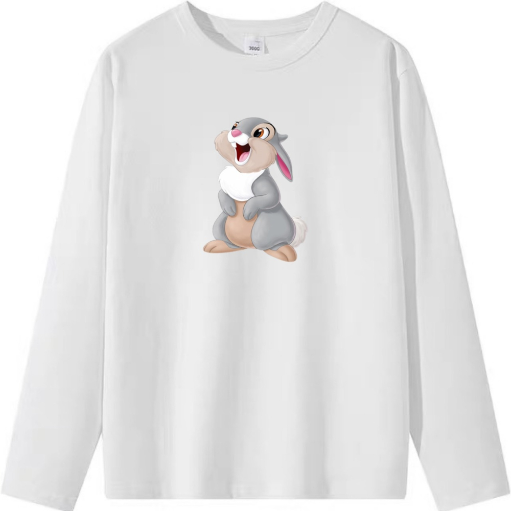 現貨!卡通兔子印花 韓系短袖T恤女 長袖T恤 兒童T恤 情侶服裝 動物 可愛 男女同款-細節圖6