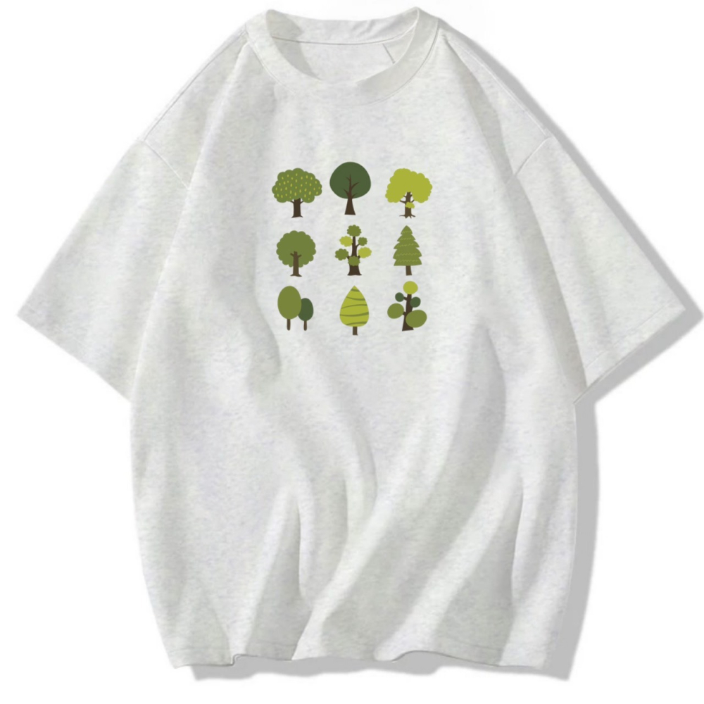 現貨!9棵樹 塗鴉印花 韓版短袖T恤女 長袖T恤 兒童T恤 情侶服裝 文藝 植物 男女同款 休閒T-細節圖2