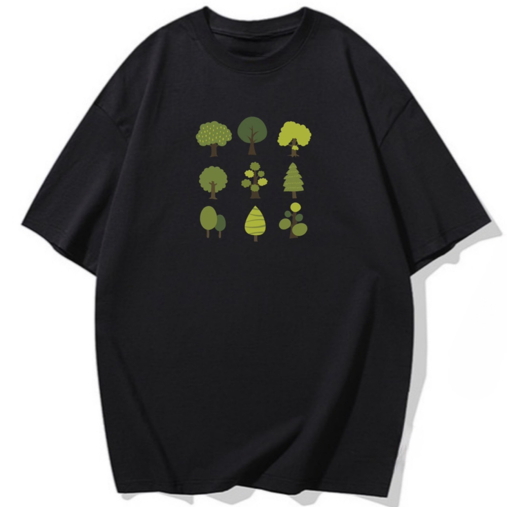 現貨!9棵樹 塗鴉印花 韓版短袖T恤女 長袖T恤 兒童T恤 情侶服裝 文藝 植物 男女同款 休閒T-細節圖4