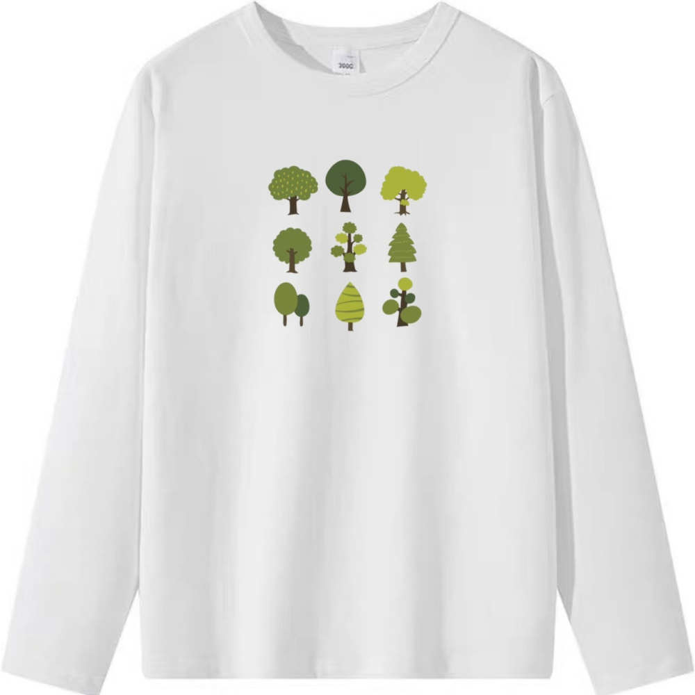 現貨!9棵樹 塗鴉印花 韓版短袖T恤女 長袖T恤 兒童T恤 情侶服裝 文藝 植物 男女同款 休閒T-細節圖6