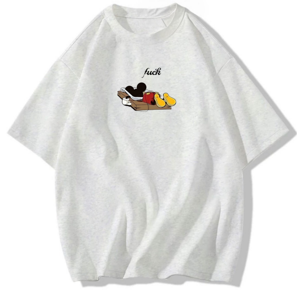 抓到米老鼠了~趣味印花 短袖T恤女 長袖T恤 兒童短袖T恤 情侶T 親子T 卡通休閒-細節圖2