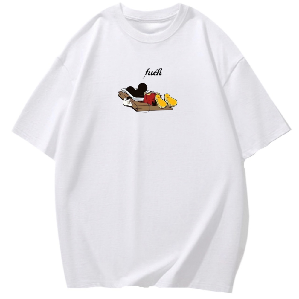 抓到米老鼠了~趣味印花 短袖T恤女 長袖T恤 兒童短袖T恤 情侶T 親子T 卡通休閒-細節圖3