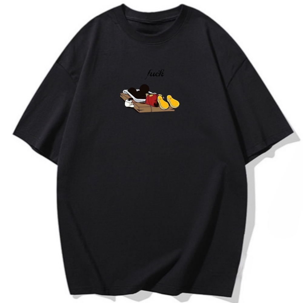 抓到米老鼠了~趣味印花 短袖T恤女 長袖T恤 兒童短袖T恤 情侶T 親子T 卡通休閒-細節圖4