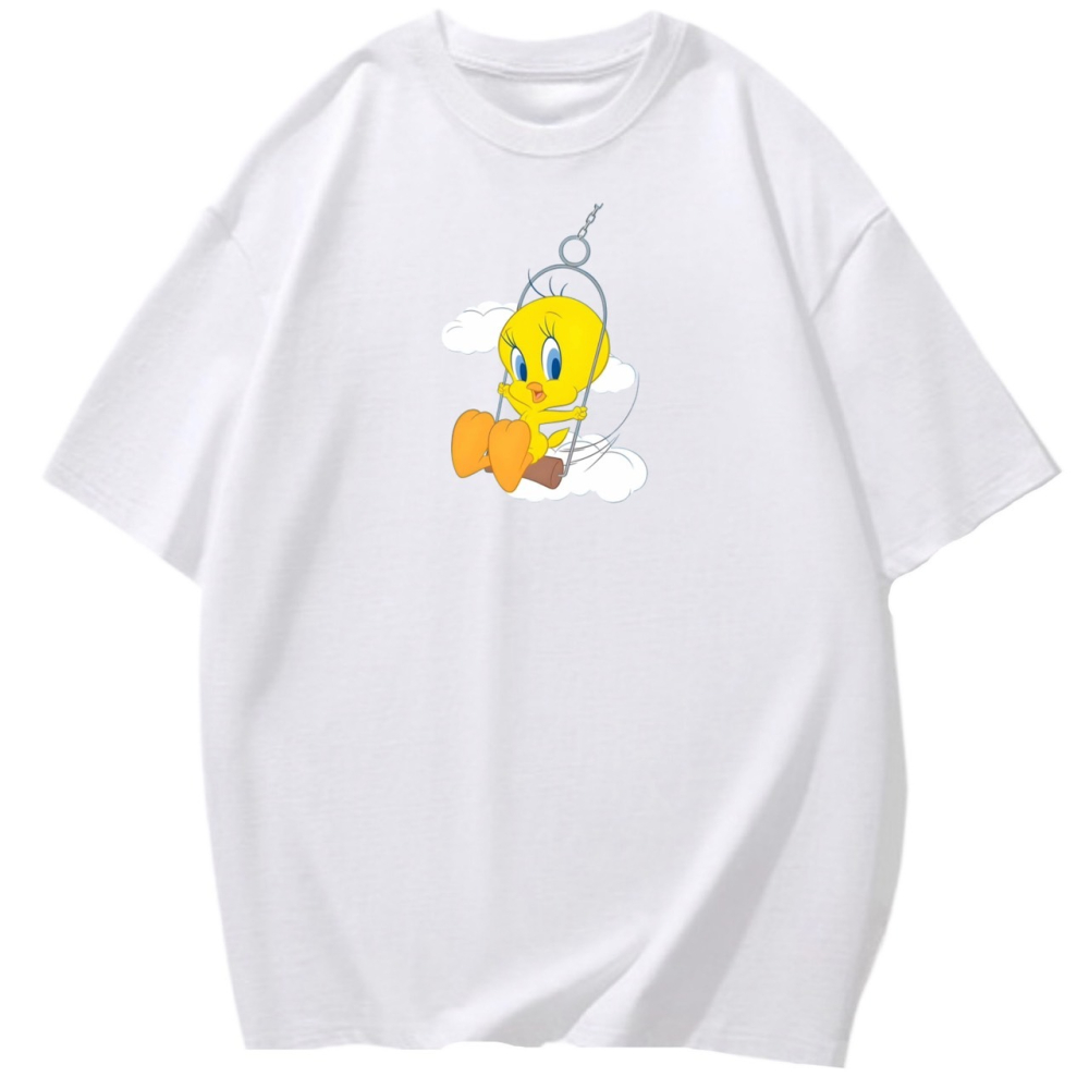 黃色小鳥崔西盪鞦韆 卡通印花 短袖T恤女 長袖T恤 兒童短袖T恤 情侶 親子上衣-細節圖3