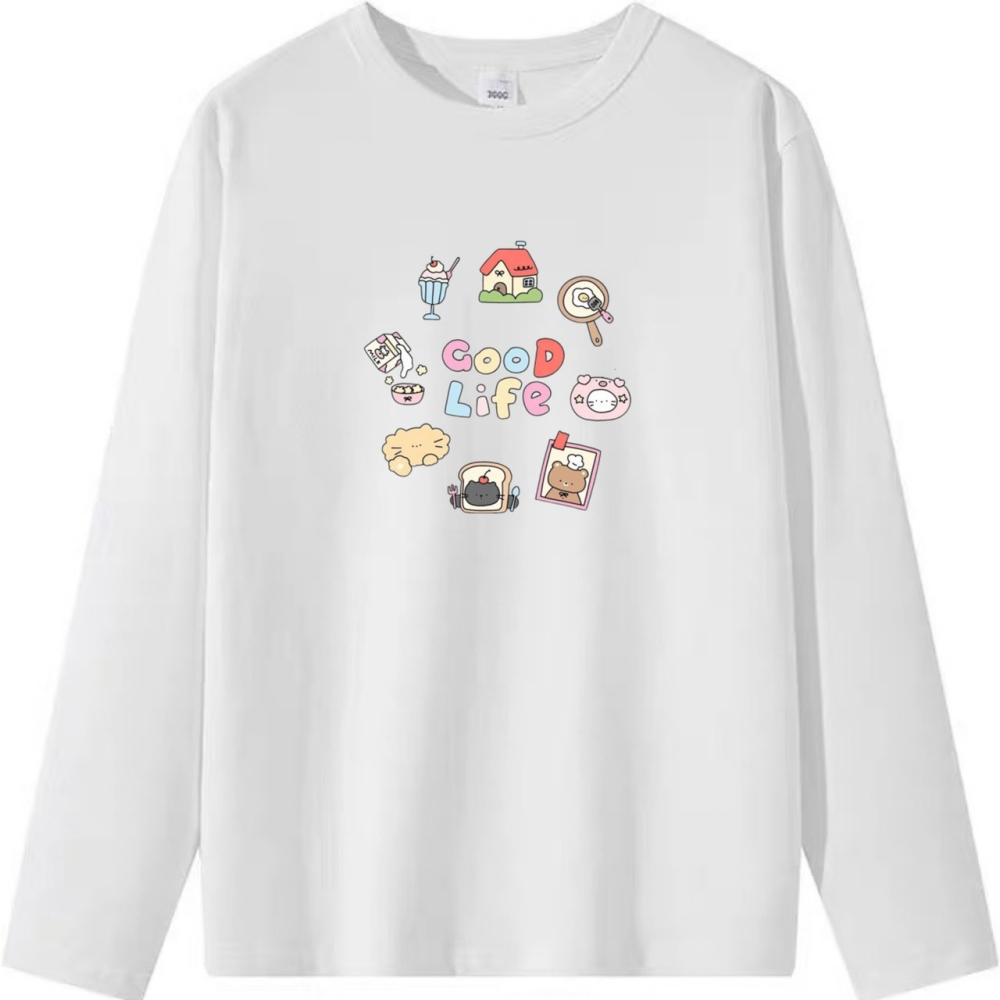 純棉T 小圖案+GOOD Life 字母印花 短袖t恤女 長袖t恤 兒童短袖t恤 情侶 親子 休閒-細節圖6