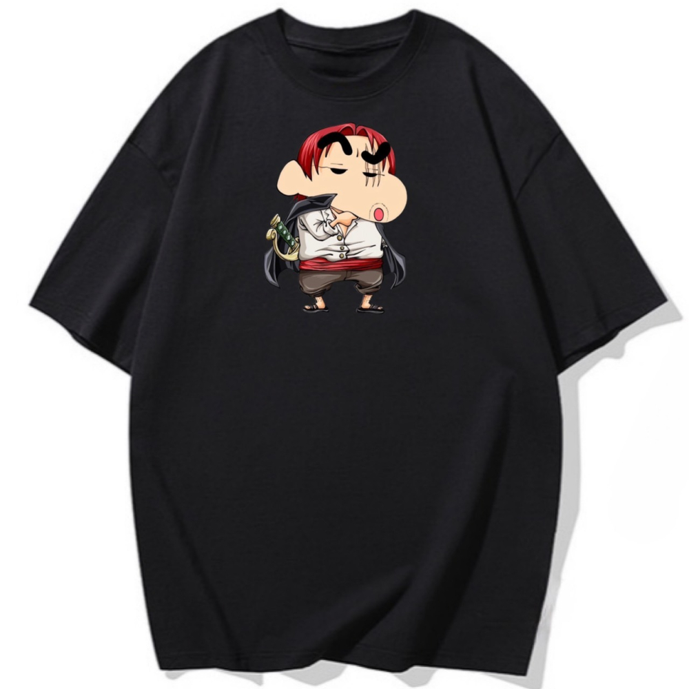 純棉T 紅髮+蠟筆小新 短袖T恤女 長袖T恤 兒童T 情侶T 親子裝 搞怪-細節圖4