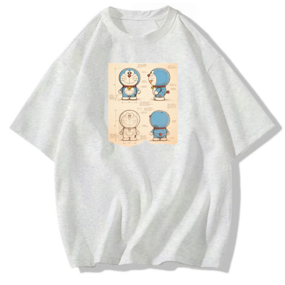 純棉T 哆啦A夢草稿圖 短袖T恤女 長袖T恤 兒童短袖T恤 情侶T 親子裝 經典卡通-細節圖2