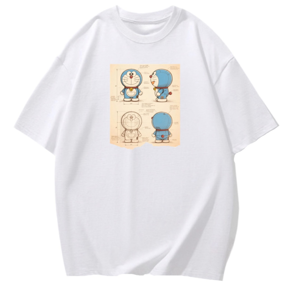 純棉T 哆啦A夢草稿圖 短袖T恤女 長袖T恤 兒童短袖T恤 情侶T 親子裝 經典卡通-細節圖3