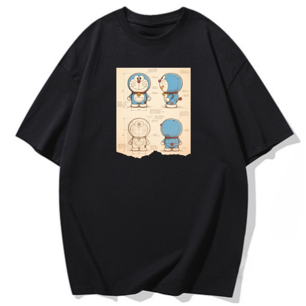 純棉T 哆啦A夢草稿圖 短袖T恤女 長袖T恤 兒童短袖T恤 情侶T 親子裝 經典卡通-細節圖4