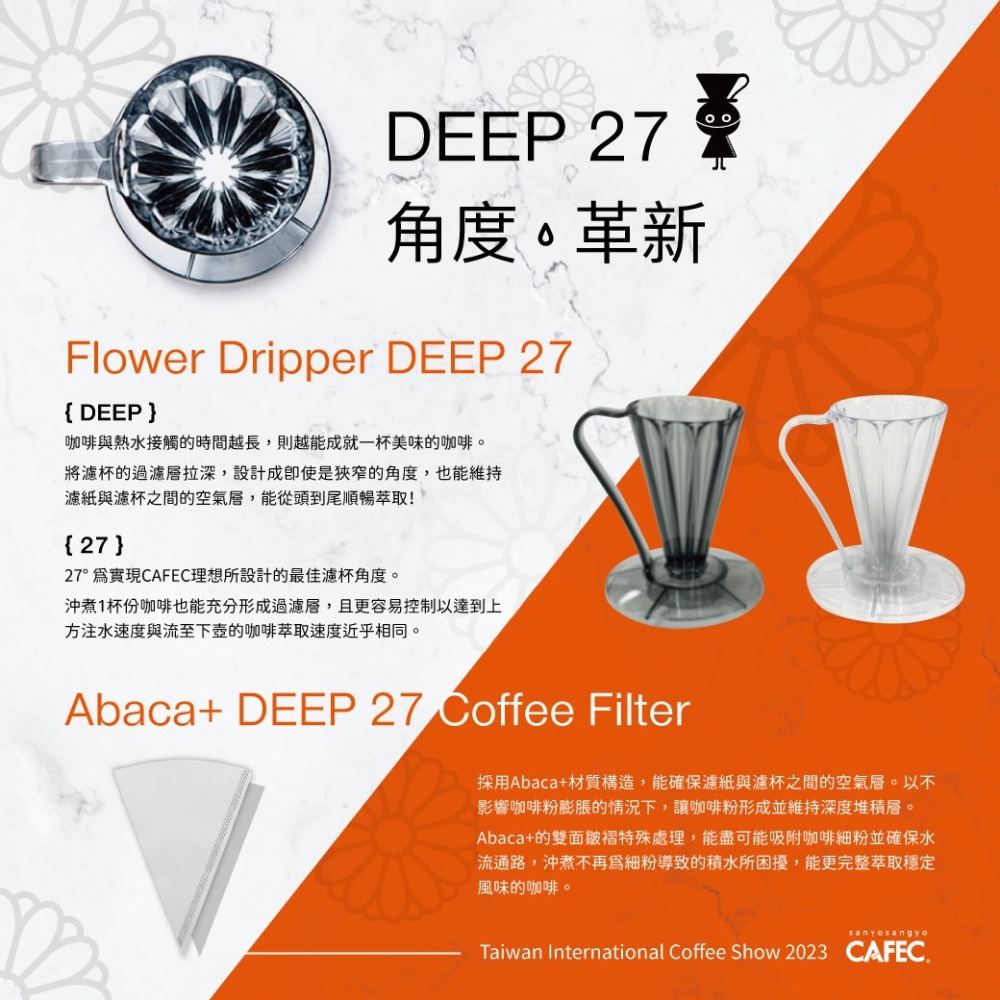 【宅・器材】CAFEC 三洋 DEEP 27 花瓣濾杯 #27度角 杯身拉長 #深層濾杯 #咖啡濾杯-細節圖2