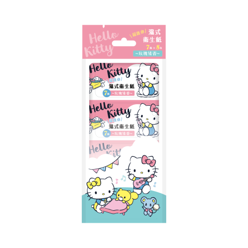 Hello Kitty超迷你濕式衛生紙7抽×8包(玫瑰清香)