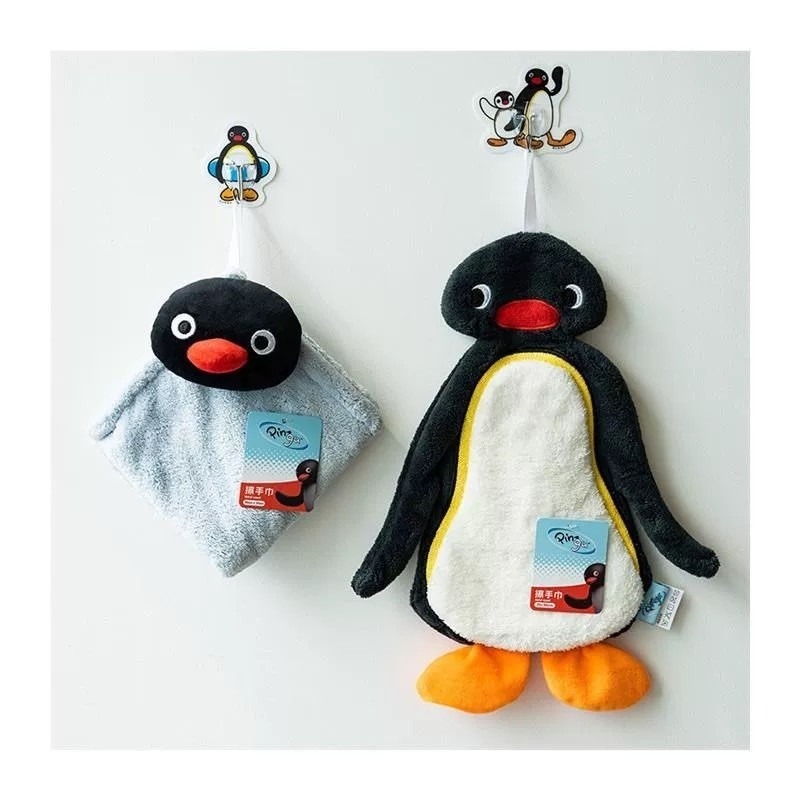 企鵝家族 Pingu 掛式擦手巾 吸水毛巾 手巾 擦拭巾 擦手巾 廚房擦手巾 無痕掛鈎-細節圖4