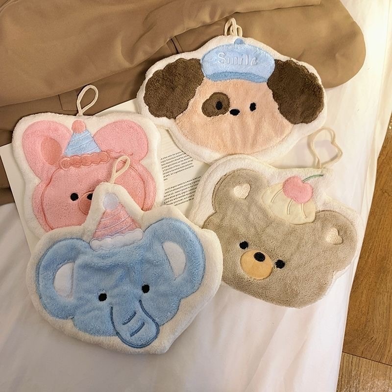Ｑ版卡通動物擦手巾 掛式擦手巾 珊瑚絨擦手巾 吸水抹布 廚房抹布 毛巾 N3043-細節圖5