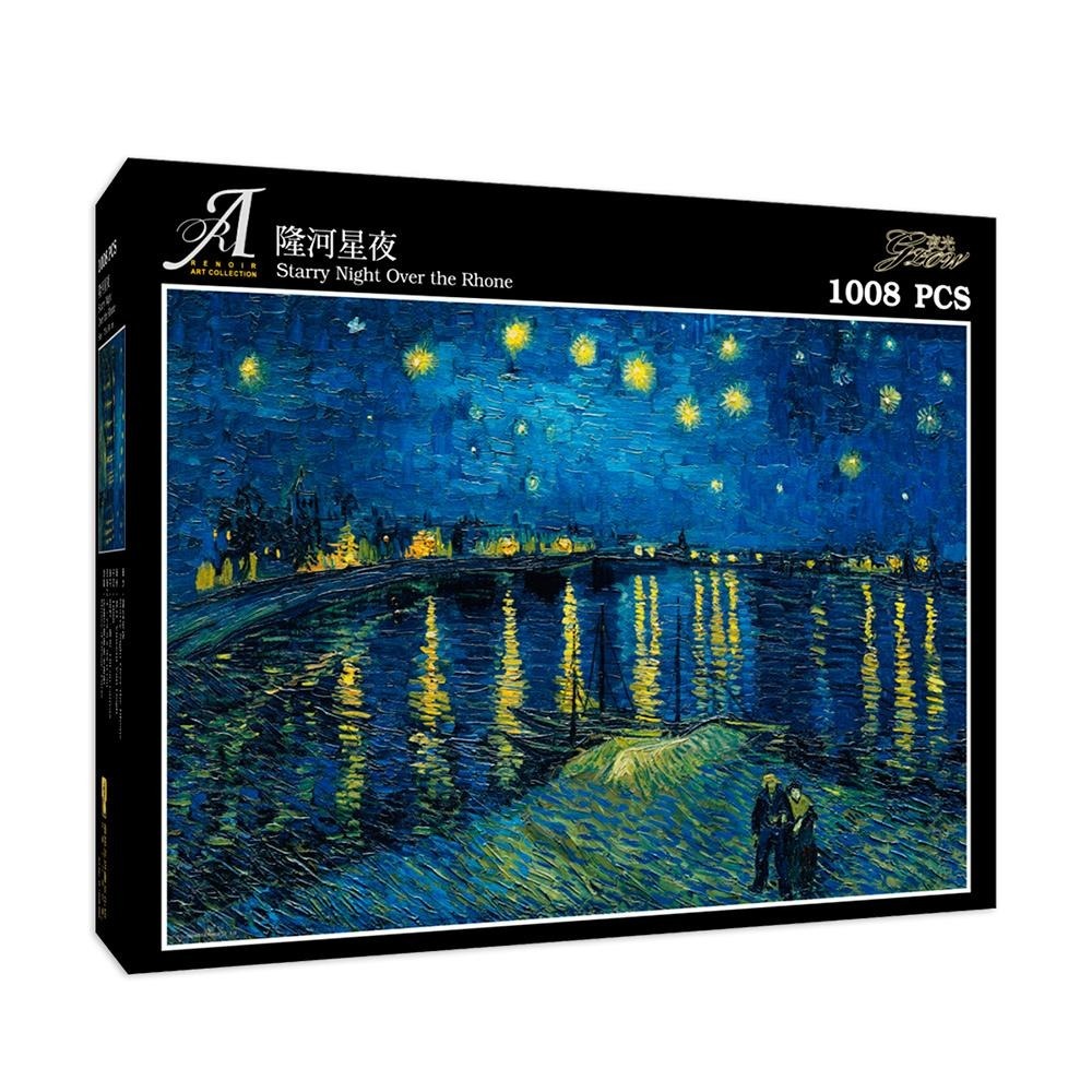 雷諾瓦拼圖文化坊/隆河星夜/1008片/梵谷/夜光-細節圖2