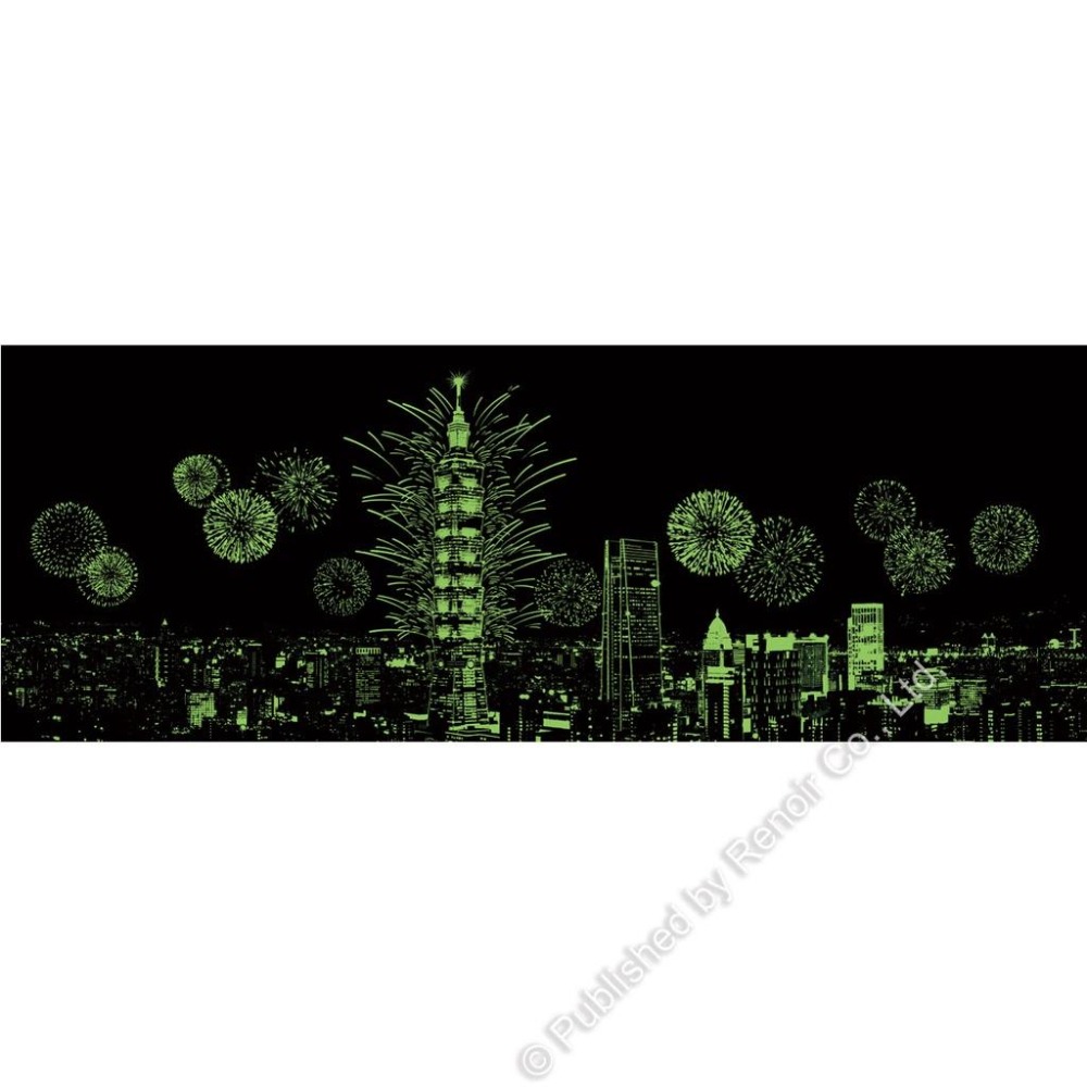 雷諾瓦拼圖文化坊/台北101煙火/1000片/長幅/夜光-細節圖3