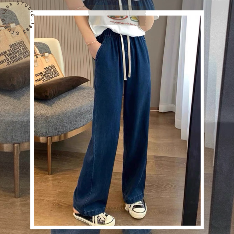 顯瘦抽繩牛仔寬褲#B20134-細節圖3