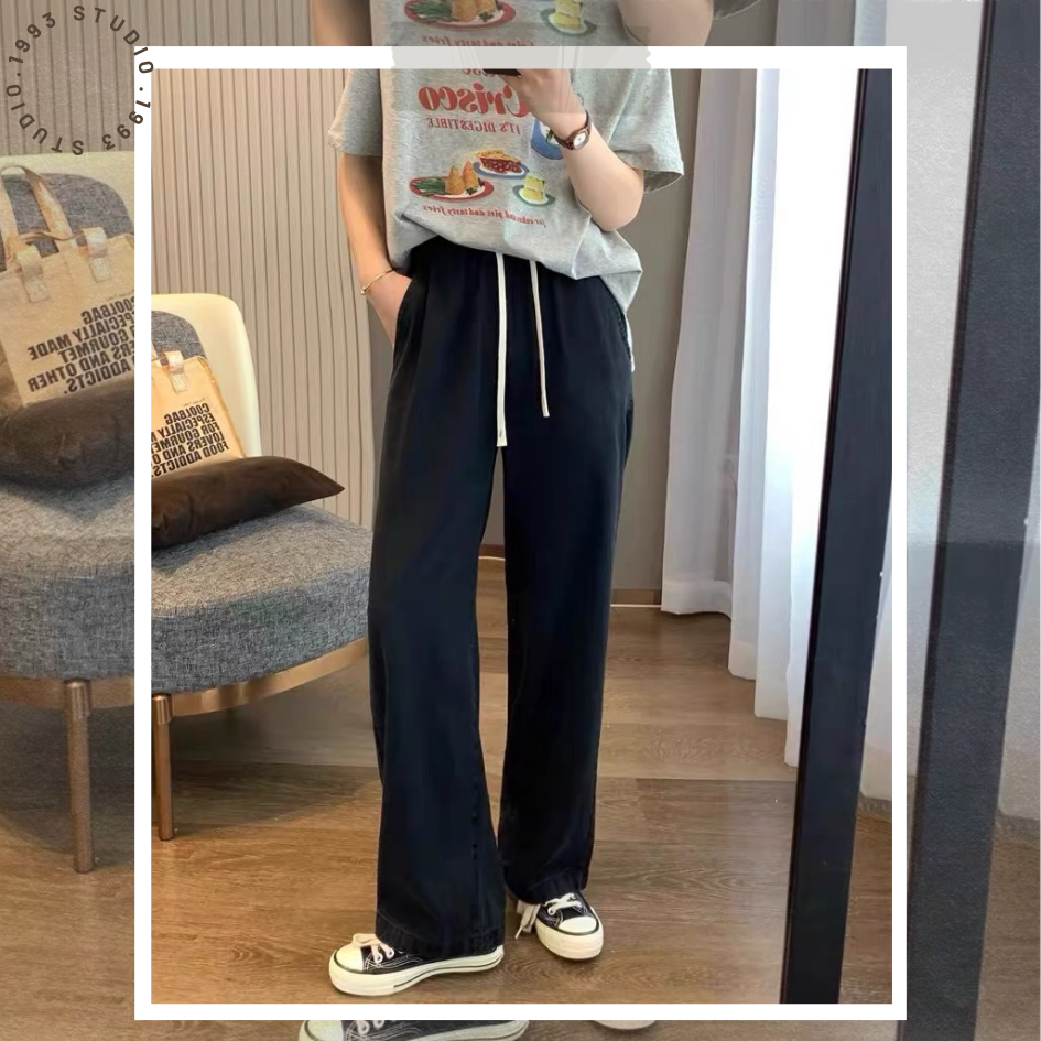 顯瘦抽繩牛仔寬褲#B20134-細節圖4