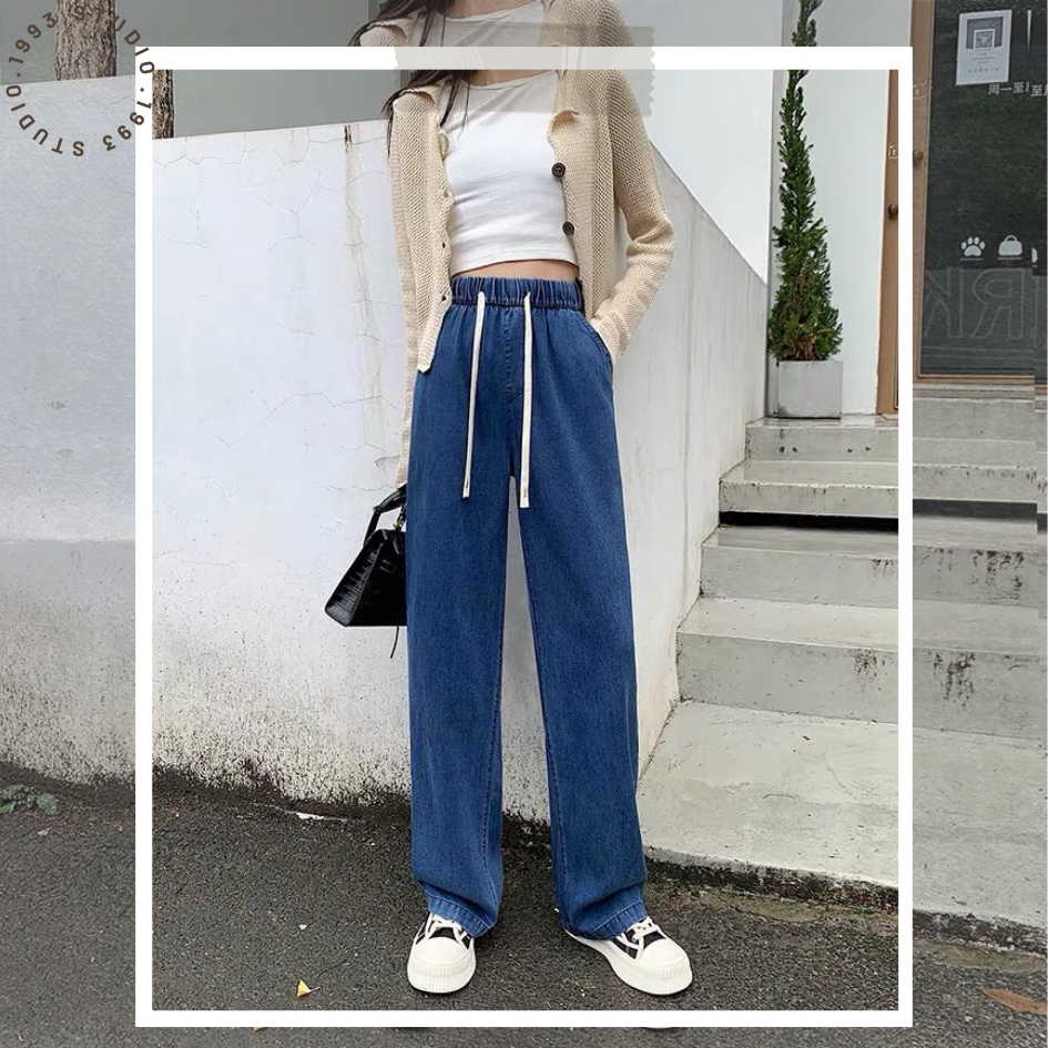 顯瘦抽繩牛仔寬褲#B20134-細節圖5