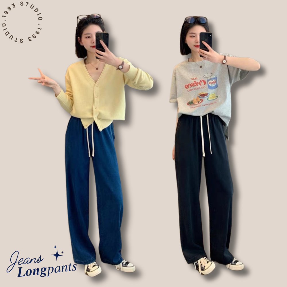 顯瘦抽繩牛仔寬褲#B20134-細節圖8