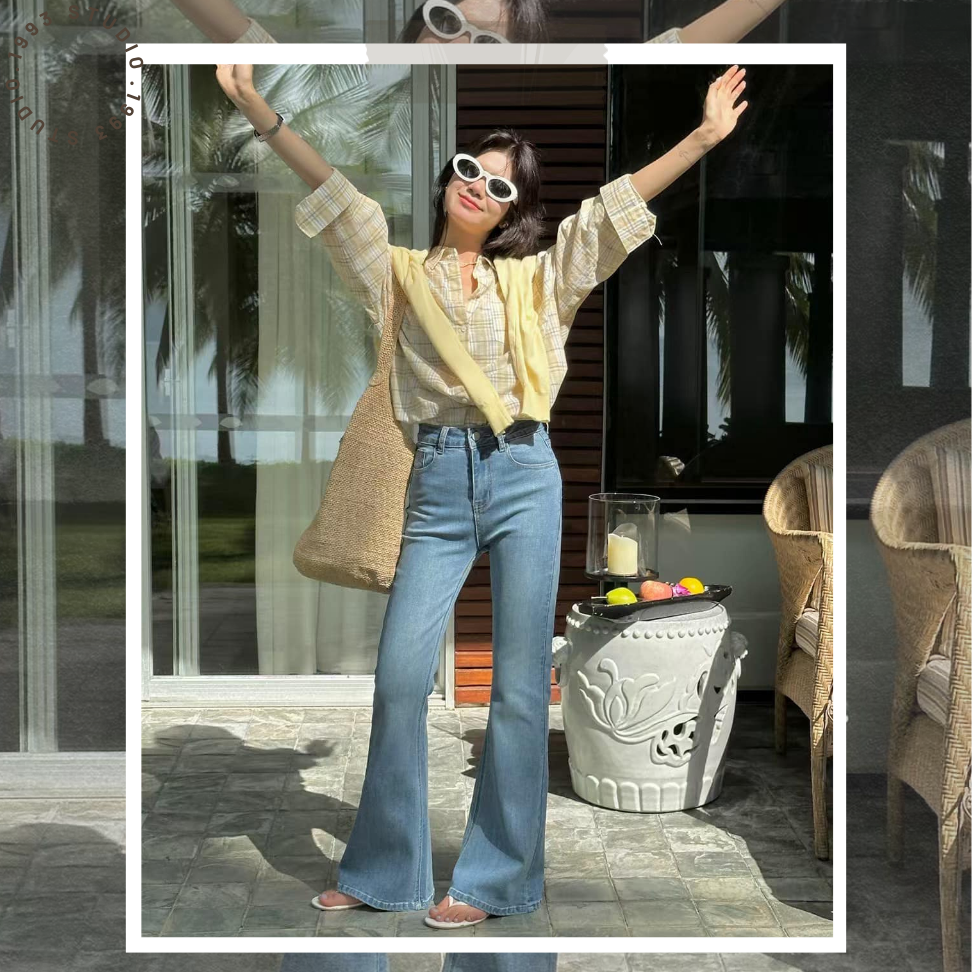 高腰顯瘦微喇叭牛仔褲#B20136-細節圖4