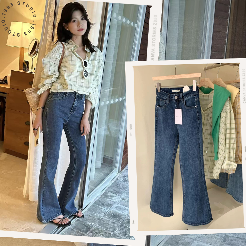 高腰顯瘦微喇叭牛仔褲#B20136-細節圖5