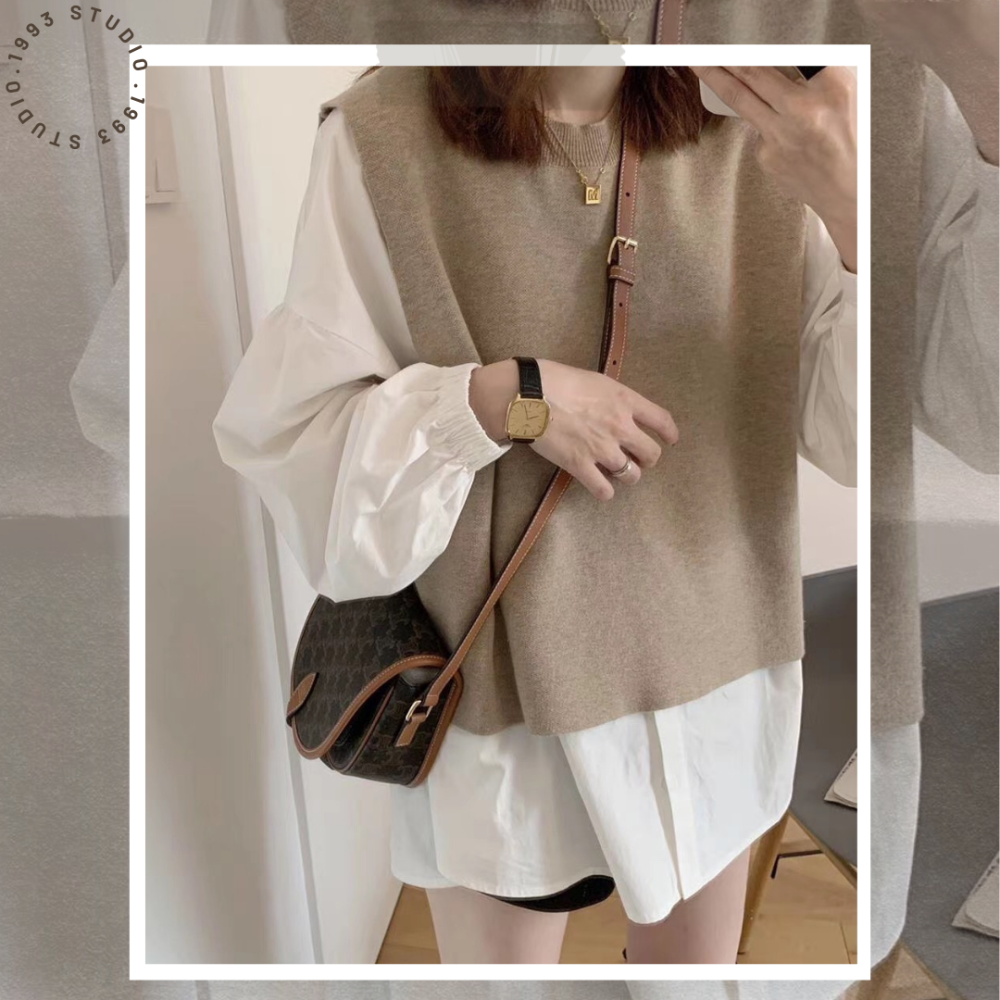 經典襯衫+針織背心 兩件套裝#B20139-細節圖5