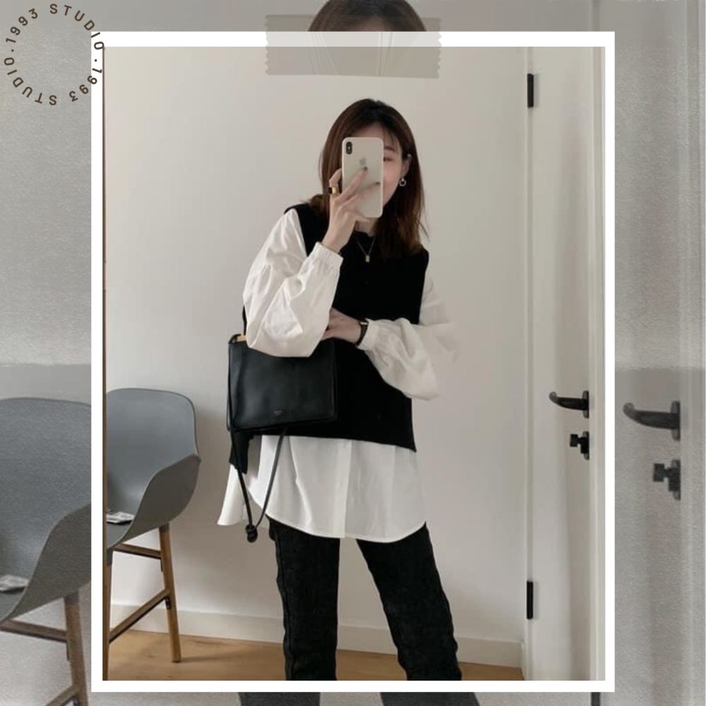 經典襯衫+針織背心 兩件套裝#B20139-細節圖6